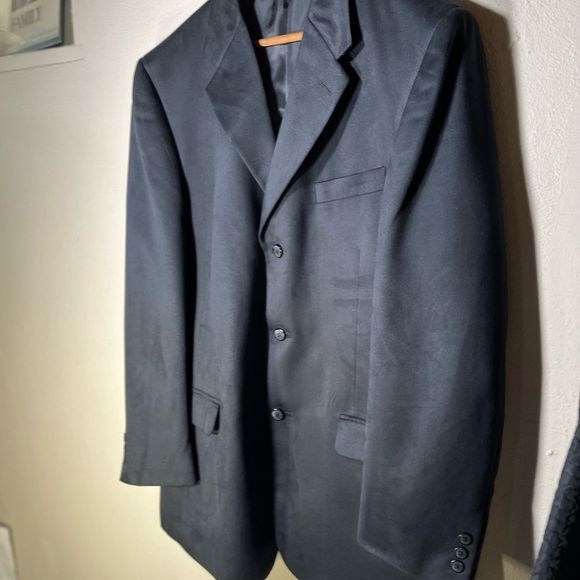 Bill Blass 42 long black polyester sport coat/blazer sueded fabric - Picture 4 of 8